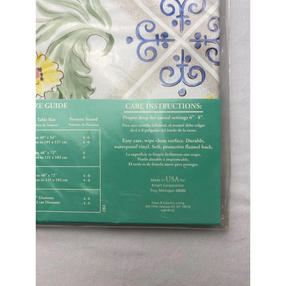 Ashley Taylor Concepts 52x70 Oblong Flannel Backed Vinyl Tablecloth Fruit Floral